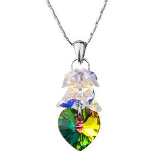 Zilver Ketting 925 Sterling Groen Hartje met Swarovski® Kristal - Lengte 45cm