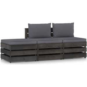 The Living Store Loungeset Pallet Grenenhout - 60x70x66 cm - Antraciet Kussens