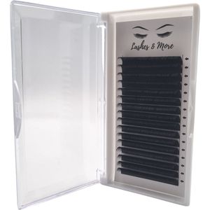 Lashes & More wimperextensions - One By One - D Krul – Dikte 0.20 – Lengte 9mm – 16 rijen in een tray - nepwimpers - Flat Lashes