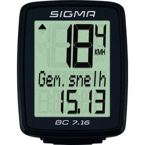 Sigma fietscomputer BC 7.16 - Zwart