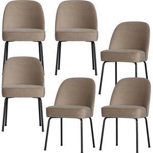 BePureHome eetkamerstoelen Vogue - Fluweel - Khaki - Set van 6