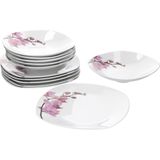 Van Well - Kyoto Orchid - Diner Servies - Wit - 12-delig voor 6 Personen
