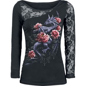 Spiral Dragon Rose Slant Dames Shirt met lange mouwen - zwart - XXL
