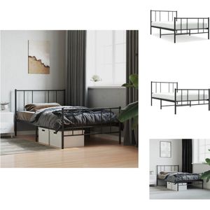 vidaXL Bedframe - Logeerbed - Zwart - 207 x 105 x 90 cm - Metalen Constructie - Bed