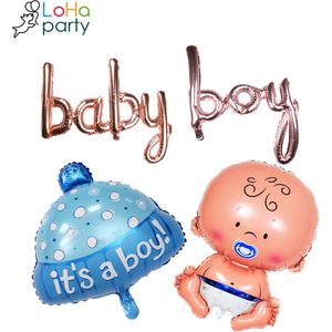 Loha-party®Baby shower Thema Folie ballon Set-Baby boy-Blauw mut Folie ballon-Baby Boy Letter Folie bballon-It's a Boy-Geboorte-Roos-Goud-letter ballonnen kit