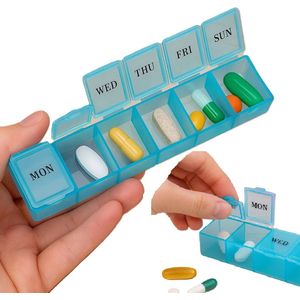Medicijn Bewaardoosjes 7 Dagen I Pillendoos I Pillendoosje I Pillenplanner I Met Dag aanduiding I 7 Vakken I Blauw