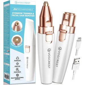 Oplaadbare Wenkbrauwtrimmer en Gezichtshaarverwijderaar 2-in-1 voor Vrouwen met LED Licht