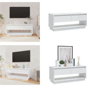 vidaXL Tv-meubel 102x41x44 cm spaanplaat hoogglans wit - Tv-kast - Tv-kasten - Tv-standaard - Wandtafel