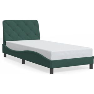 vidaXL - Bedframe - zonder - matras - 90x200 - cm - fluweel - donkergroen