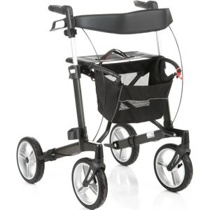 Rollator Plaza X3 - Medium - Lichtgewicht - Grote soft banden - Zwart