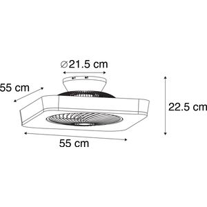 QAZQA climo - Design LED Dimbare Plafondventilator met lamp met Dimmer - 1 lichts - L 55 cm - Zwart - Slaapkamer