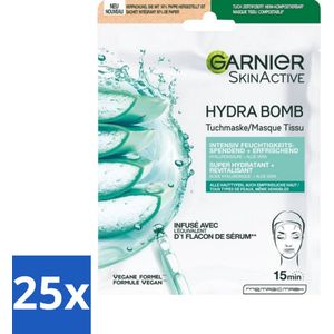 Garnier - SkinActive - Hydrabomb Tissue Masker - Hyaluronzuur & Aloe Vera - Super Hydraterend - 1 Gezichtsmasker - Bulkverpakking - 25 stuks