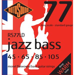 Rotosound bas snaren RS77LD 45 105 Flat Jazz bas 77, Monel Flatwound - Snarenset voor 4-string basgitaar