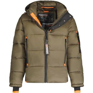 Heren Donsjack met Matelassé, Warme Voering, Lange Mouwen, Winter Windbreaker in Khaki