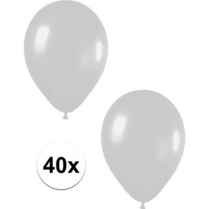 40x Zilveren metallic ballonnen 30 cm - Feestversiering/decoratie ballonnen zilver