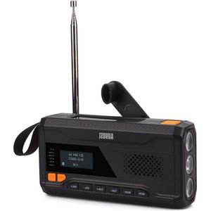 Noodradio - Radio voor Nood Solar Power Bank Wind Up Radio met Bluetooth - Camping of Vissen Oplaadbare 4500mAh All-in-One Draagbare DAB-FM Radio Bluetooth 5.0 3.5mm - Hand Crank 3 Helderheid Zaklamp - Zwart