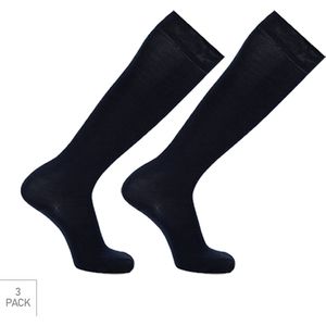 Bamboe Kniekousen 3-Pack - Marine - Maat 39-42 - Zachte Bamboe Kniekousen Voor Frisse Droge Voeten - Dames / Heren