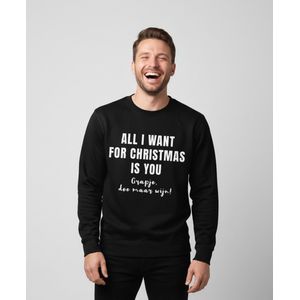 All I Want For Christmas Is You (grapje doe maar wijn) | Sweater – Zwart - S