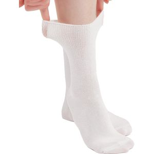 6 Paar Bamboe DIABETES Sokken, Gezondheidssokken, Zonder Elastiek - Wit 36/40