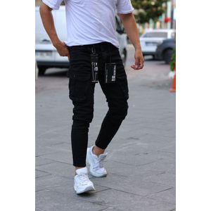 Cargobroek met zakken  Hoge Kwaliteit Hip Hop Zwarte Jeans - W32