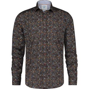 A Fish Named Fred Overhemd Small Leaves Chocolate Brown (29.020.200)