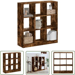 The Living Store Boekenkast 102x32x108 cm bewerkt hout gerookt eikenkleurig - Boekenkast - Houten Boekenkast - Bruine Boekenkast - Vintage Boekenkast - Woonkamerdecoratie