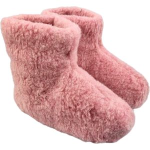 Wollen sloffen hoog model - kleur pink - 100% scheerwol schaap - maat 36