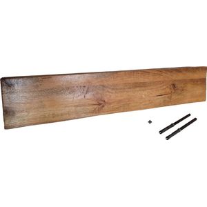 ABsteigerhout - Boekenplank Mangohout + blinde plankdragers | 100x19cm | muurplank | Plank aan de Muur | Industrieel | Wandplank | Loft | Landelijk | Mango
