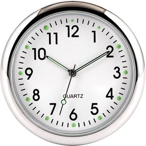 VCTparts® Analoog Mini Dashboard Auto Klokje Zelfklevend - Wit Chrome
