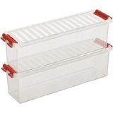 Sunware Q-Line Opbergboxen - 1,3 L - 27 x 8,4 x 9 cm - Rood - 2 Boxen