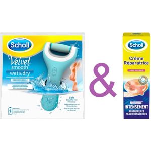 Scholl Velvet Smooth elektrische + 75 ml Scholl Reparatiecrème voor zeer droge voeten – Scholl – voetverzorging – Huidverzorging – Scholl velvet Smooth – Voetcreme – Creme – Cream.