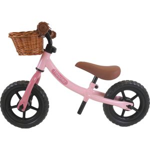 Hippiez loopfiets Worker Old Pink met mandje - 2 jaar - meisjes - metaal - roze