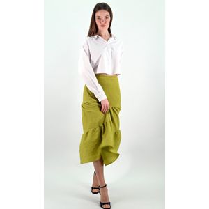 YesMooi - Groene Midi Rok - 3-Lagen Design - S (36)