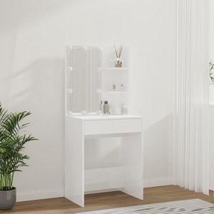 Kaptafel met spiegel en verlichting - Make up tafel - Make up - Toilettafel -Met lades - 60 x 40 x 140 cm - Hoogglans wit