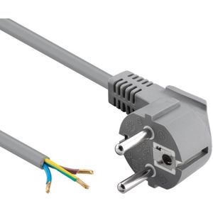 Schuko apparaatsnoer 3x0,75mm2 met open einde 2m grijs
