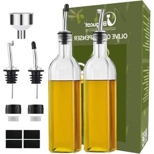 500ml Glass Vinegar Bottle with Dispenser - Leakproof and Drip Free for Cooking Salad Grilling