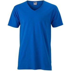 James and Nicholson Heren Slim Fit V Hals T-Shirt (Kobaltblauw)