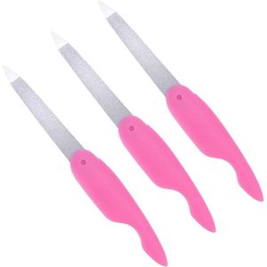 Allecto Plus - Nagelvijl Set van 3 stuks roestvrij staal - Opvouwbaar - Vormvijl voor vingernagels - Thuis en onderweg - Roze