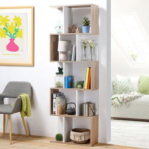 Boekenkast multi-kast H180 cm - Hout en wit decor