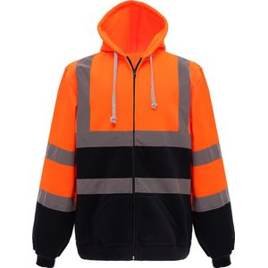 Yoko Full Zip Hooded Sweatshirt YHVK07 - Orange / Navy - L