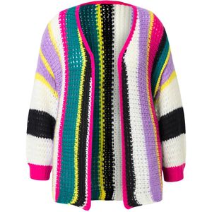 Angel of Style Angel of Style - Dames - Vest straight fit gekleurde strepen ballonmouwen - Donker turquoise - Maat 54+