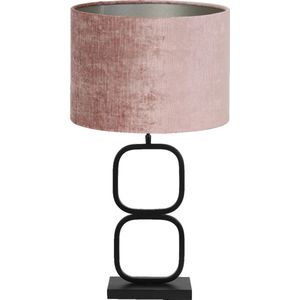 Light & Living Tafellamp Lutika/Gemstone - Zwart/Oud roze - Ø30x67cm -