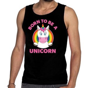 Born to be a unicorn pride tanktop/mouwloos shirt - zwart regenboog homo singlet voor heren - gay pride XL
