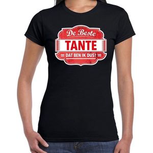 Cadeau t-shirt voor de beste tante voor dames - zwart met rood - tantes - kado shirt / kleding - verjaardag XS
