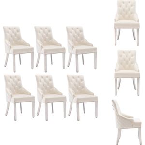 vidaXL Eetstoelen - Houten frame - Fluweelbekleding - Crème - 52x62x94 cm - Inclusief 6 stoelen - Eetkamerstoel