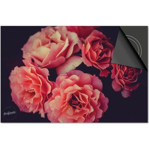 Inductie beschermer 81x52 - afdekplaat inductie mat - Dietrix Kookplaat beschermer - Exclusief - Bloemen en Planten - Pioenroen