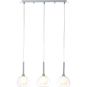 BRILLIANT lamp Hadan hanglamp 3-lichts chroom / wit-transparant | 3x D45, E14, 40W, geschikt voor vallampen (niet inbegrepen) | Schaal A ++ tot E | In hoogte verstelbaar / kabel inkortbaar