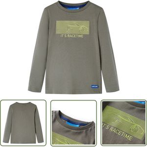 vidaXL Jongenskleding - Kinderkleding - Kindershirt met lange mouwen 104 kakikleurig - Tshirt - Longsleeve - Katoenen Kleding