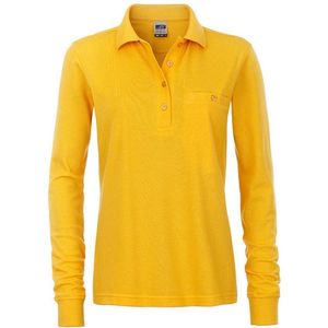 James and Nicholson Dames/dames Werkkleding Lange Mouwen Zak Polo (Goudgeel)