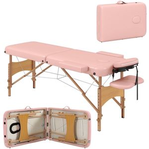 Mila Shop Massagetafel inklapbaar - Behandeltafel - 250 Kilo draagvermogen - Verstelbare hoogte - Roze - 185x60x64-88 cm